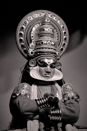 2018 October, classical Kathakali dancer, Kerala, Southern India.