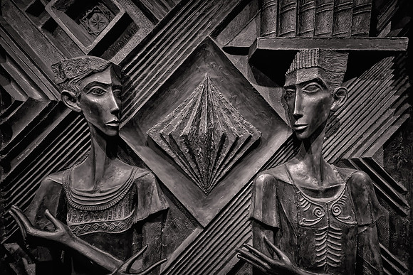 2022 November, pharaoh Akhenaten and Queen Nefertiti, Bibliotheca Alexandrina, Alexandria, Egypt
