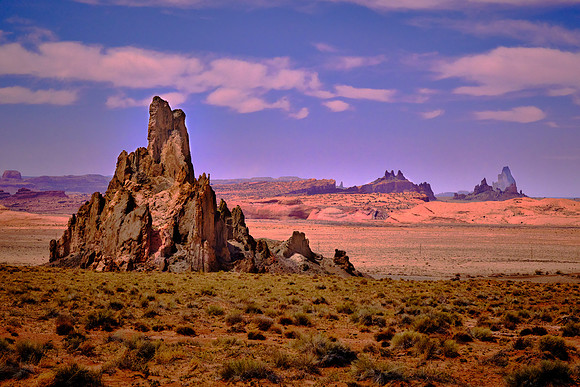 Church Rock Valley, Kayenta, AZ, with Agathla Peak in the distant right.