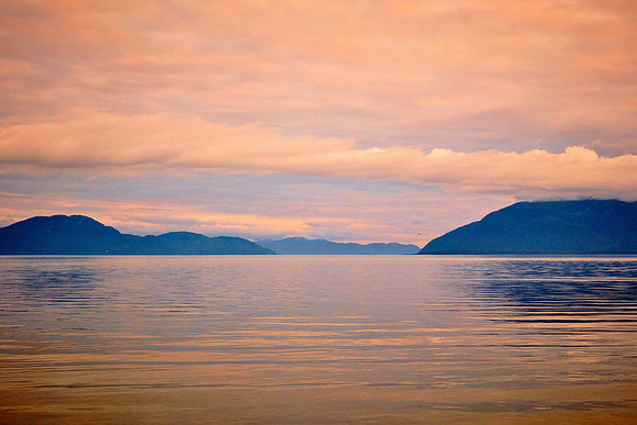 On the road to Sitka, Alaska, at sunset.