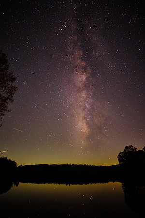 Mile Post 296, Milky Way, meteorites, and satellites over Price Lake