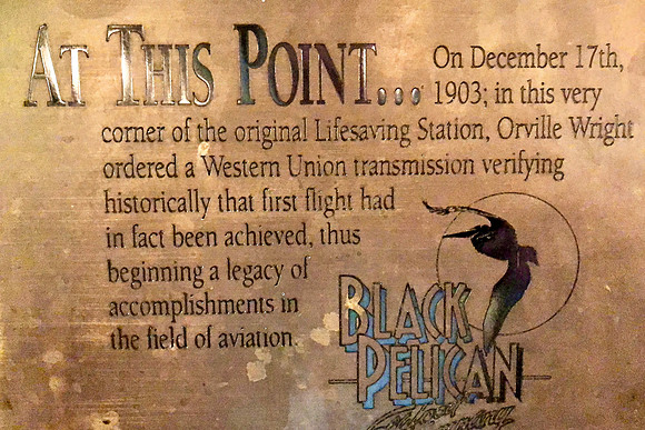 Orville sent a telegram from this Lifesaving Station (now the Black Pelican) to his father, Bishop Wright in Ohio, telling of their historic first flight.