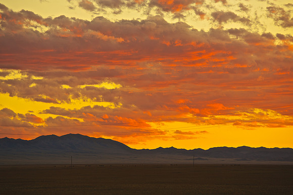 Sunset over the Gobi Desert, southern Mongolia