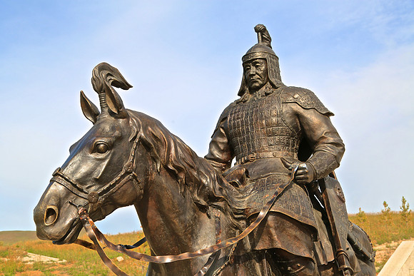 Chinggis Khan (1162-1227) guarded by loyal soldiers.