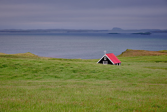 The Bjarnarhofn church is on a farm on the Snaefellsnes peninsula.