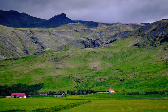 Small rural churches dot the landscape.
