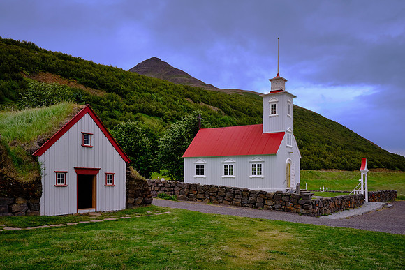 The Laufás turf houses date back to 874 and include a nineteenth-century church.