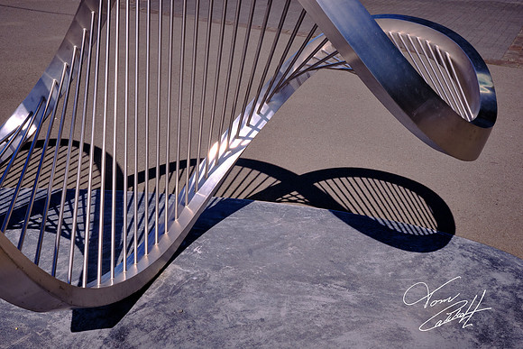 The harp is designed to focus the natural forces around the viewer.