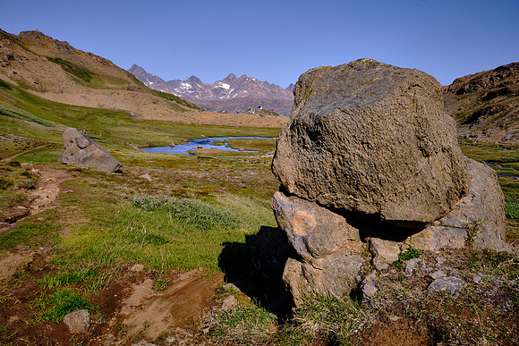 Near Tasiilaq is a pleasant mountain valley with a stream and several lakes.