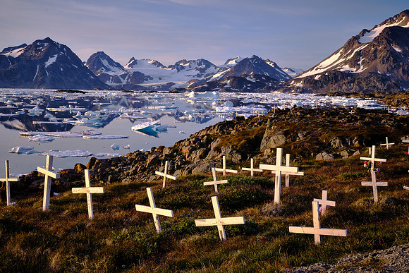 No names appear on the crosses in honor of the Inuit tradition.