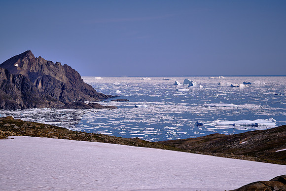 The Denmark Strait is full of huge icebergs and pack ice.