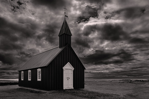 2023 June 30. The Búðakirkja parish church on Snæfellsnes Peninsula on the northwest coast of Iceland.