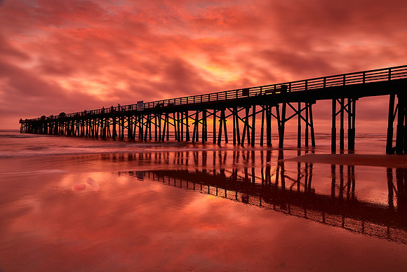 2015 December 31.  Sunrise over Flagler Beach Fishing Pier, Flagler Beach, Florida.