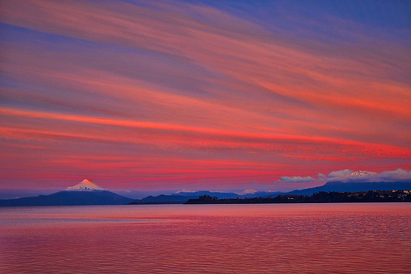 2016 October 25.  Sunset over Osorno Volcano, Puerto Varas, Chile