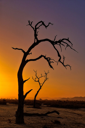 Sunset over the  Sossusvlei, Namib Desert, Namibia
