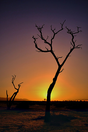 Sunset over the  Sossusvlei, Namib Desert, Namibia