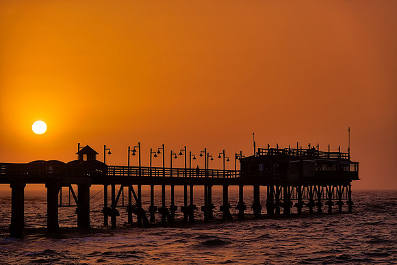 Sunset over Swakopmund Pier, Namibia