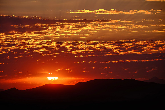 Sunset over Doro Nawas Camp,  Damaraland, northwest Namibia