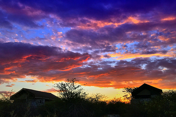 Sunset over Andersonn Camp — Etosha National Park, northwest Namibia