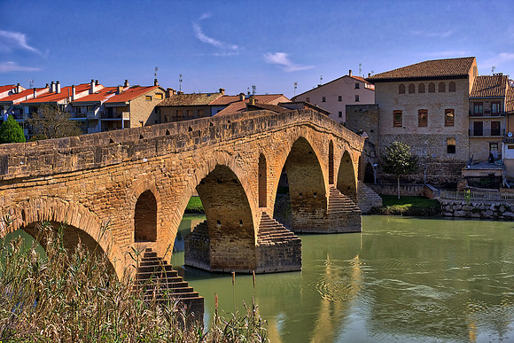 Roman bridge along the Camino de Santiago de Compostela, Spain