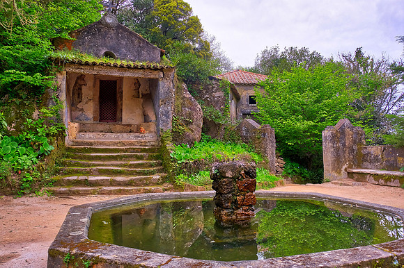 Terreiro do Fonte, the main courtyard of the convent, Convent of the Capuchos, Sintra, Portugal