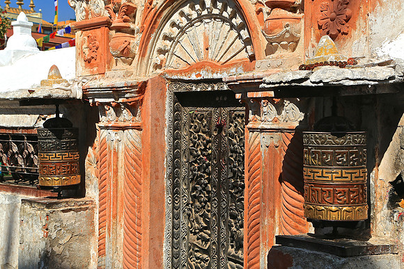 Prayer wheels, Boudhanath Stupa, Kathmandu, Nepal