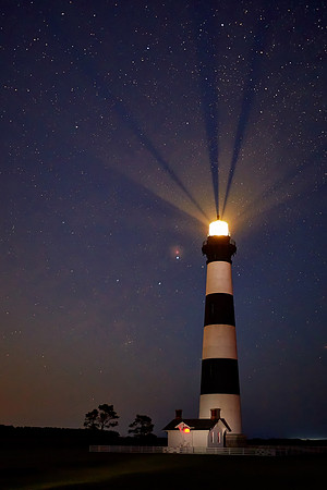 Bodie Island Lighthouse at sunset, Outer Banks, North Carolina