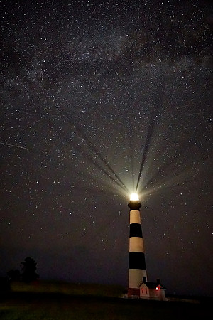 Bodie Island Lighthouse and Milky Way galaxy, Outer Banks, North Carolina