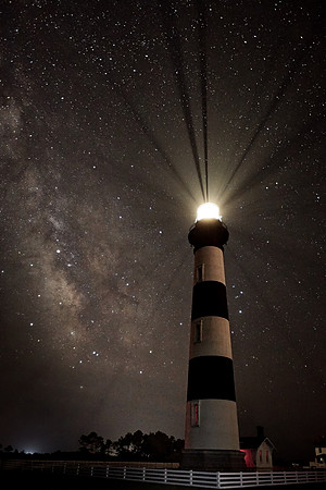 Bodie Island Lighthouse and Milky Way galaxy, Outer Banks, North Carolina