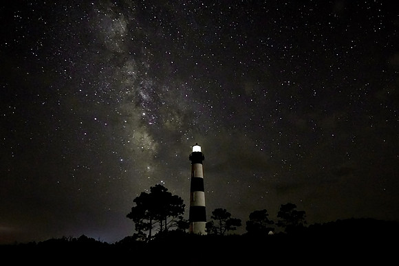 Bodie Island Lighthouse and Milky Way galaxy, Outer Banks, North Carolina