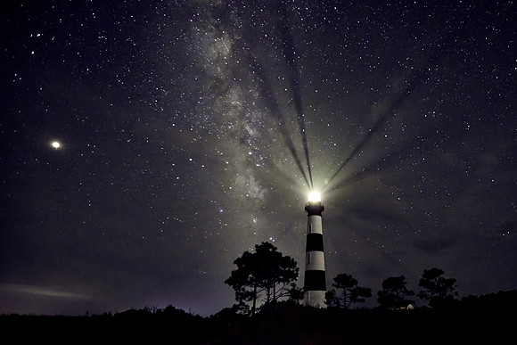 Bodie Island Lighthouse and Milky Way galaxy, Outer Banks, North Carolina