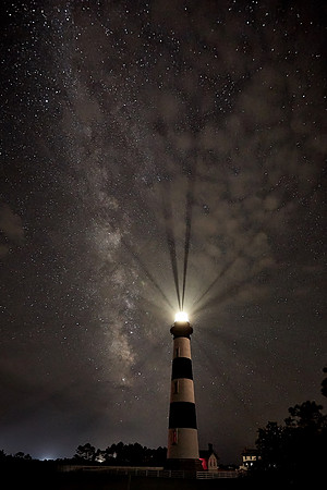 Bodie Island Lighthouse and Milky Way galaxy, Outer Banks, North Carolina