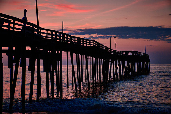 Sunrise over Avon Fishing Pier, Hatteras Island, Outer Banks, North Carolina