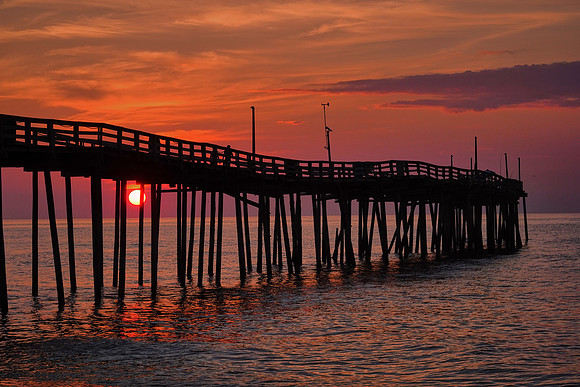 Sunrise over Avon Fishing Pier, Hatteras Island, Outer Banks, North Carolina
