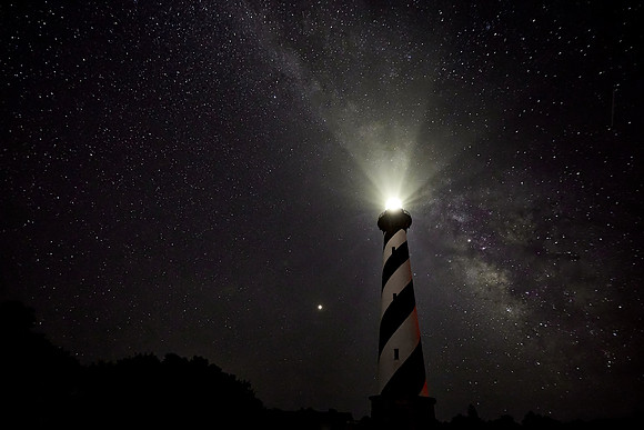 Cape Hatteras Lighthouse and Milky Way galaxy, Outer Banks, North Carolina