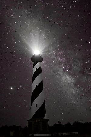 Cape Hatteras Lighthouse and Milky Way galaxy, Outer Banks, North Carolina