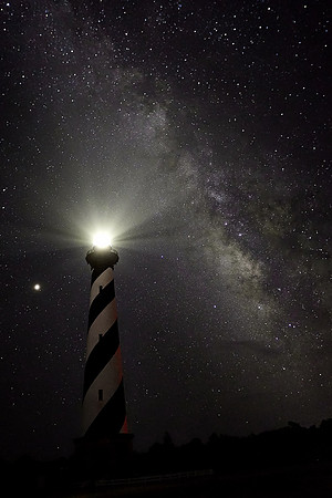Cape Hatteras Lighthouse and Milky Way galaxy, Outer Banks, North Carolina