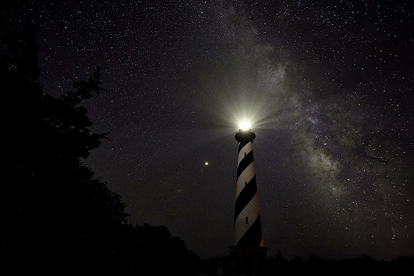 Cape Hatteras Lighthouse and Milky Way galaxy, Outer Banks, North Carolina