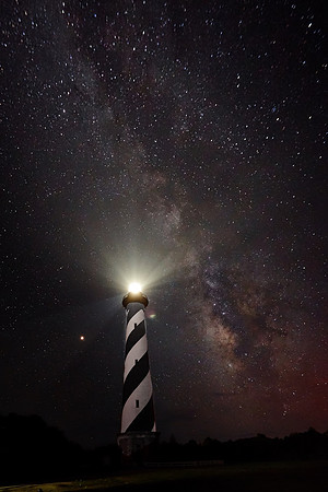 Cape Hatteras Lighthouse and Milky Way galaxy, Outer Banks, North Carolina