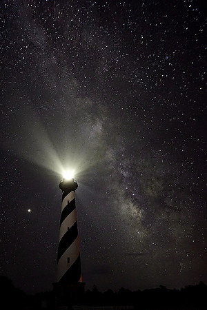 Cape Hatteras Lighthouse and Milky Way galaxy, Outer Banks, North Carolina