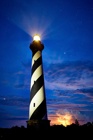 Lightning storm at Cape Hatteras Lighthouse, Outer Banks, North Carolina
