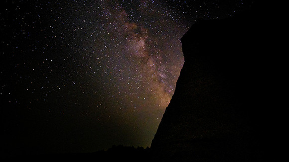 Milky Way Galaxy and Perseid meteor shower, Badlands National Park, SD