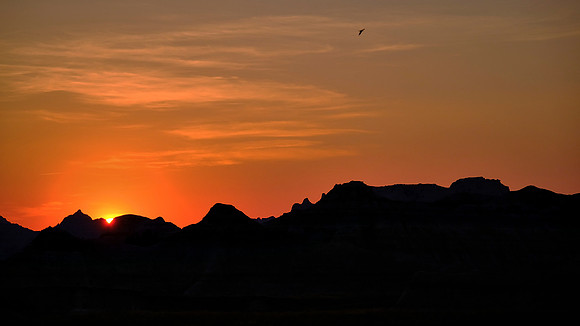 Sunset near White River Valley Overlook, Badlands National Park, SD