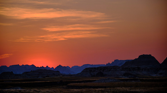 Sunset near White River Valley Overlook, Badlands National Park, SD