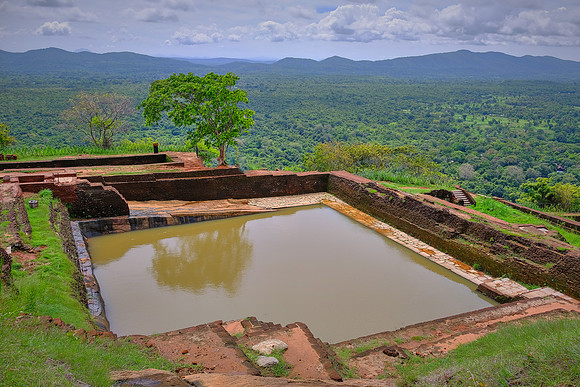 Sigiriya's ancient fort foundations atop Lion Rock, Sri Lanka