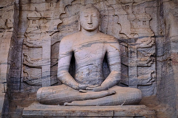 Sitting Buddha statue in Gal Vihare Temple in ancient Polonnaruwa, Sri Lanka