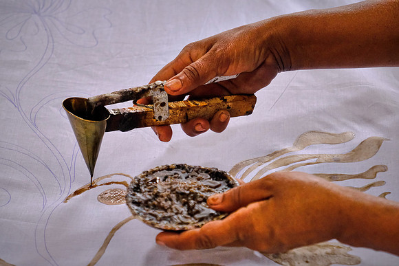 Batik is largely a labor-intensive, manual process in Sri Lanka.