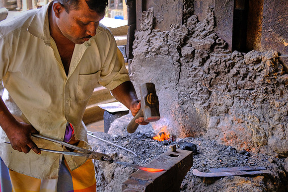Roadside blacksmith on the way to Matara, Sri Lanka
