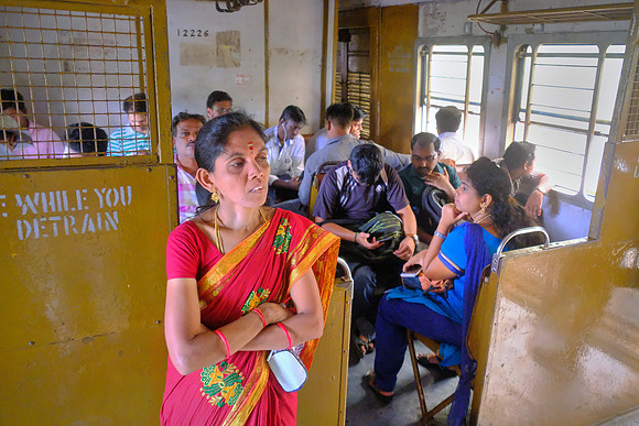 On the train in Chennai (formerly Madras), India.