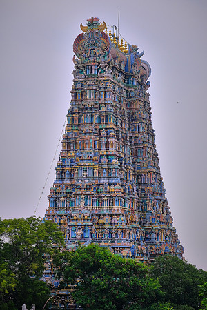 The Sri Meenakshi Temple is a historic Hindu temple in Madurai,  India.  It is dedicated to Meenakshi, a form of Parvati, and her consort, Sundareshwar, a form of Shiva.
